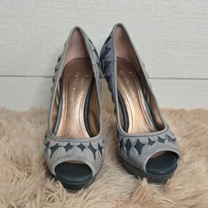 BCBGENERATION | LIGHT BLUE GREY PEEP TOE HEELS